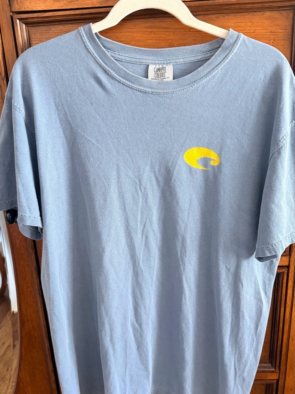 Comfort Colors Light Blue Short Sleeve Tee with Yellow Chest Logo